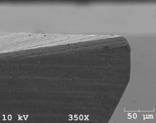 SEM image of a cutting edge (350×)