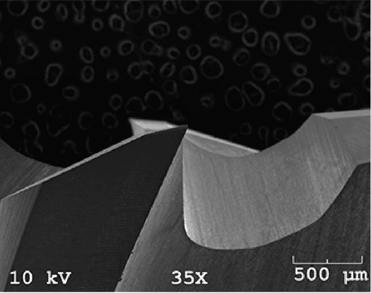 SEM image of a cutting edge (35×)