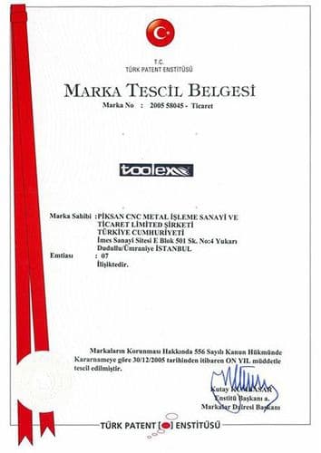 TOOLEX trademark registration certificate
