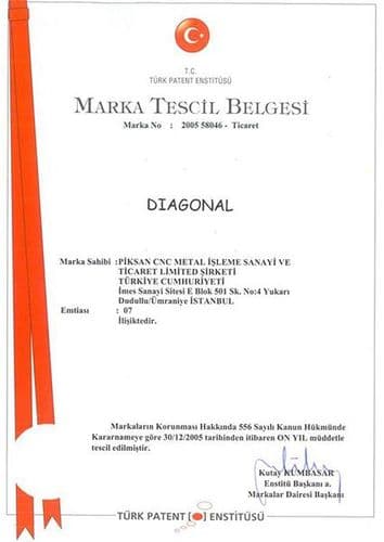 DIAGONAL trademark registration certificate