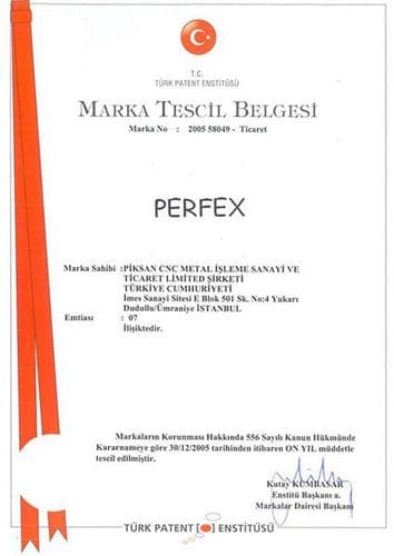PERFEX trademark registration certificate