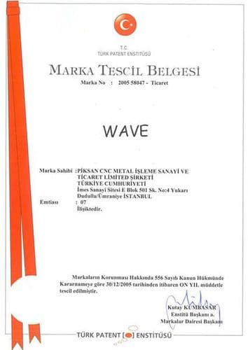 WAVE trademark registration certificate