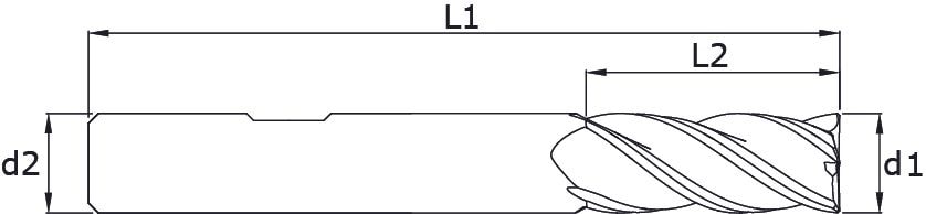 Solid carbide end mills - Diagonal – Technical drawing