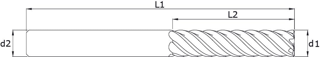 Solid carbide finishing end mills - Inox Long – Technical drawing