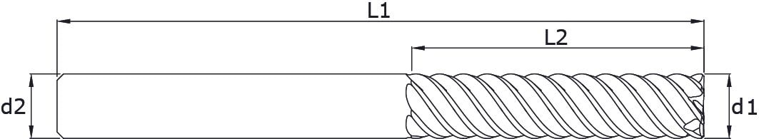 Solid carbide finishing end mills - Hard Long – Technical drawing