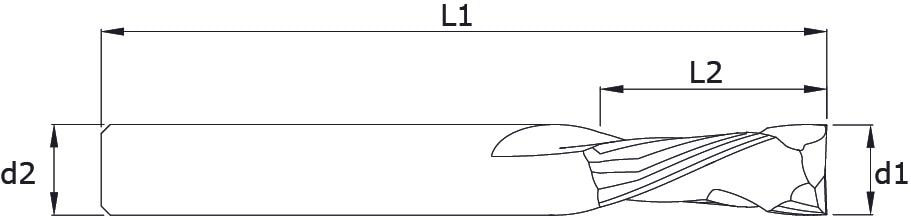 Solid carbide end mills - Multex – Technical drawing