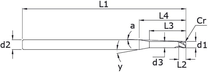 Solid carbide end mills with corner radius - Micro – Technical drawing
