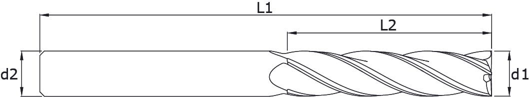 Solid carbide end mills - Long – Technical drawing