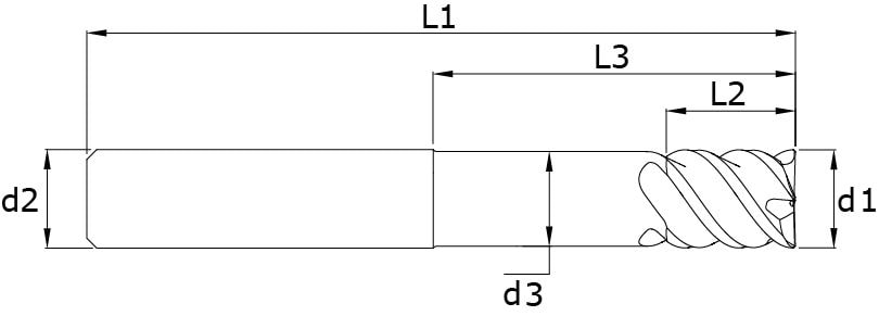 Solid carbide end mills - Hard Mold – Technical drawing