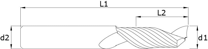 Solid carbide end mills - Alu Z1 – Technical drawing