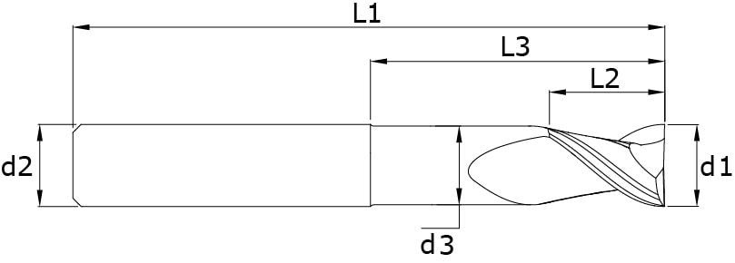Solid carbide end mills - Almold – Technical drawing