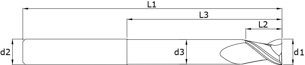 Solid carbide end mills - Almold Long – Technical drawing
