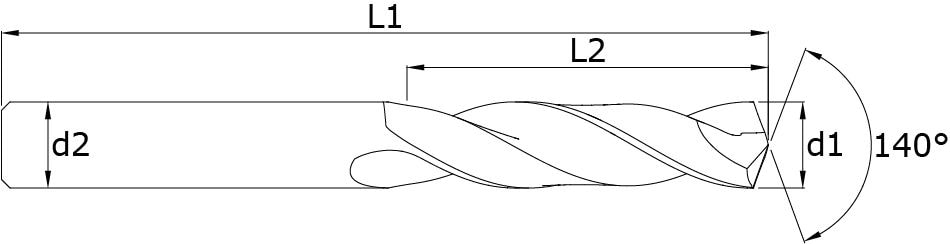 Solid carbide drills – Technical drawing