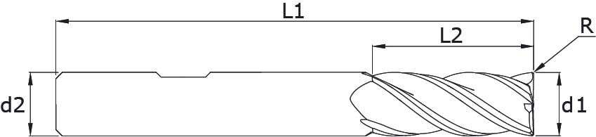 Solid carbide end mills - Fourex – Technical drawing