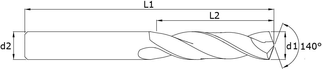 VHM - 3D-Bohrer – Technische Zeichnung