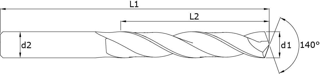 VHM - 5D-Bohrer – Technische Zeichnung
