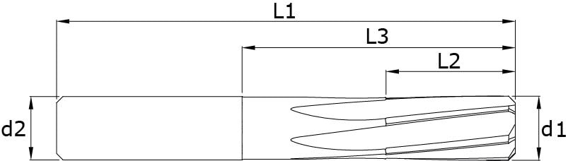 Solid carbide reamers – Technical drawing
