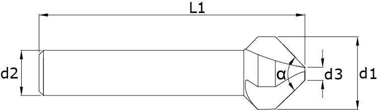 Solid carbide countersinks – Technical drawing