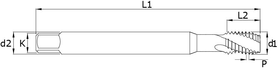Solid carbide taps - Alu – Technical drawing
