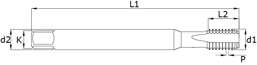 Solid carbide taps - Hard – Technical drawing