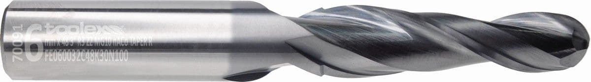 Solid carbide conical ball nose end mills - Taper 2°–5°