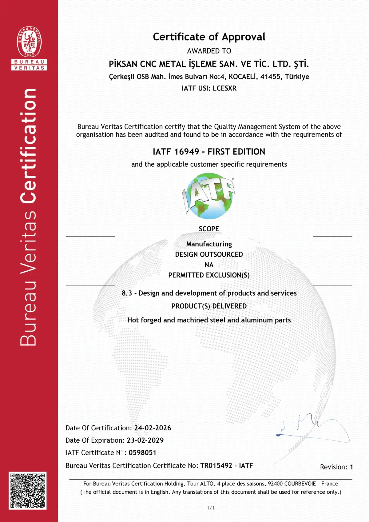 IATF 16949 Zertifikat