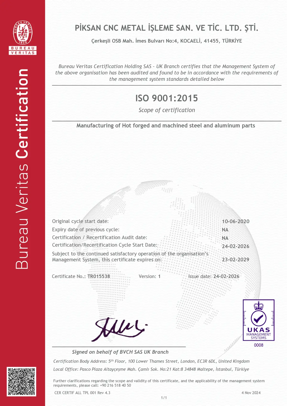 ISO 9001:2015 Zertifikat